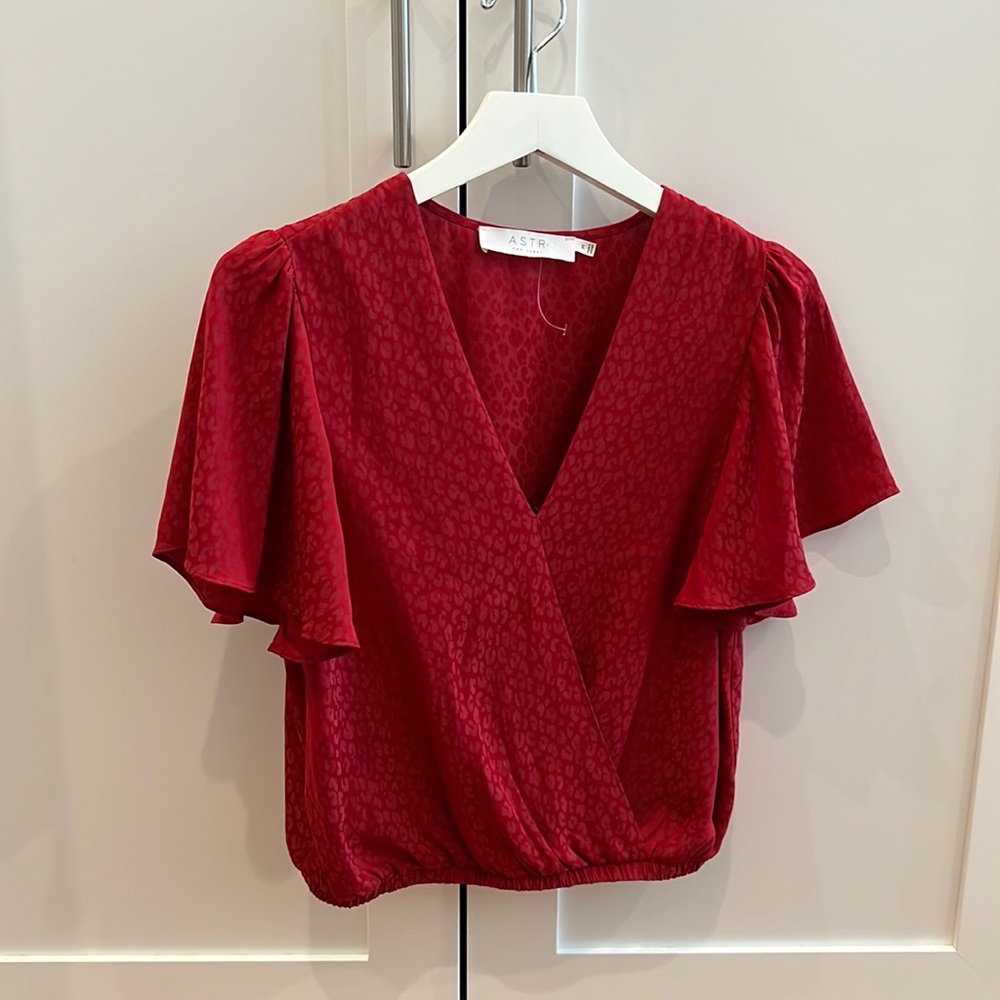 SOLD - ASTR red cheetah print blouse